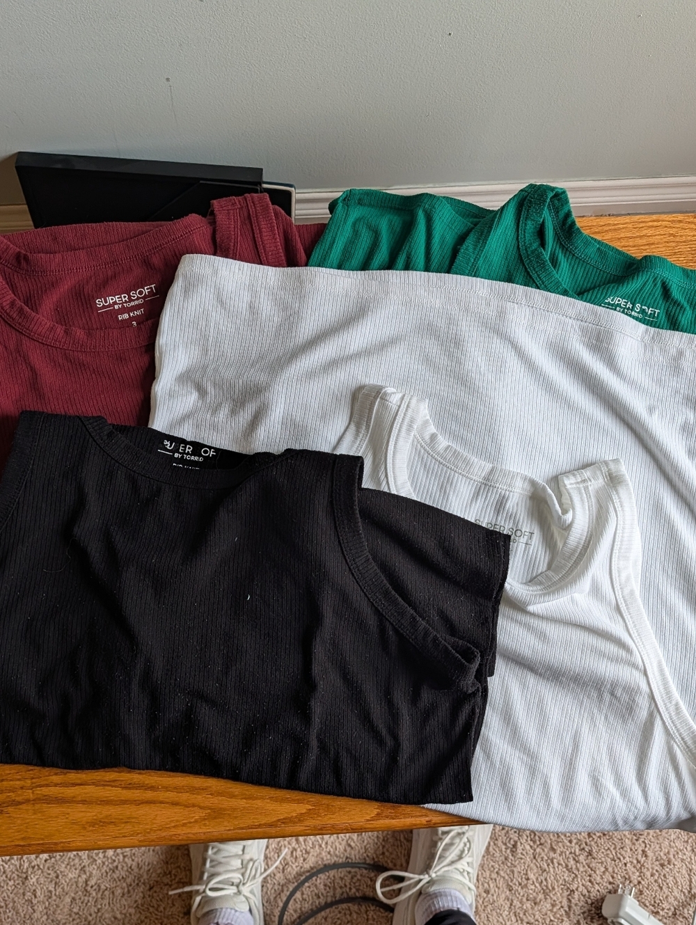 Lot of Torrid Ribbed Tank Set in Black, White, Burgundy- Read Description